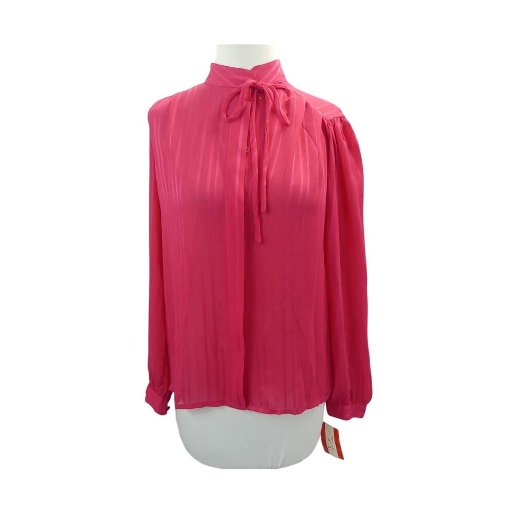 1980's Fuchsia Blouse with Pussycat Bow by A&A -DEADSTOCK